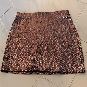 Rose Gold Sequin Mini Skirt
